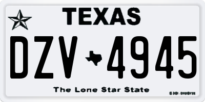 TX license plate DZV4945