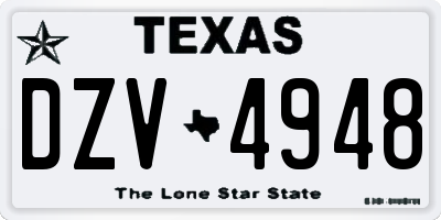 TX license plate DZV4948