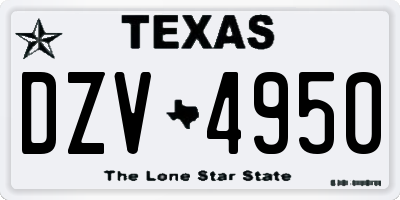 TX license plate DZV4950