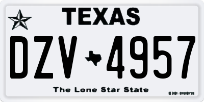 TX license plate DZV4957