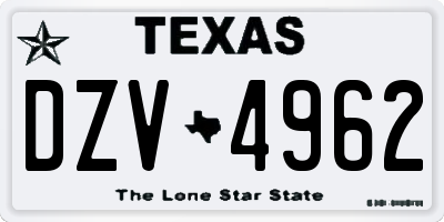 TX license plate DZV4962