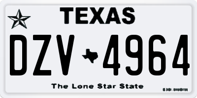 TX license plate DZV4964