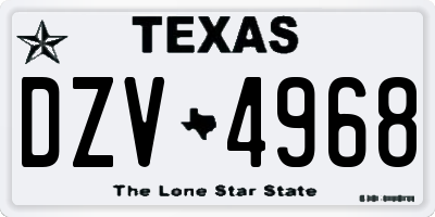 TX license plate DZV4968