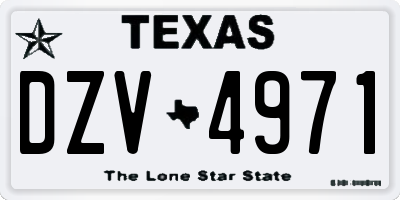 TX license plate DZV4971