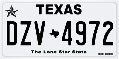 TX license plate DZV4972