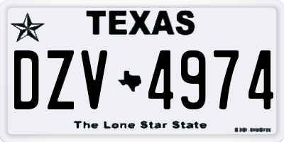 TX license plate DZV4974