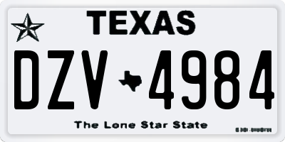 TX license plate DZV4984
