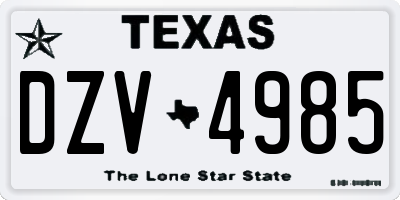 TX license plate DZV4985