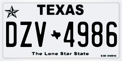 TX license plate DZV4986