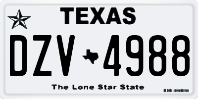 TX license plate DZV4988