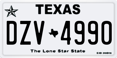 TX license plate DZV4990