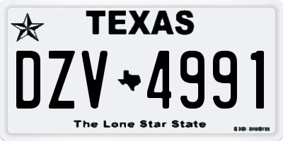 TX license plate DZV4991