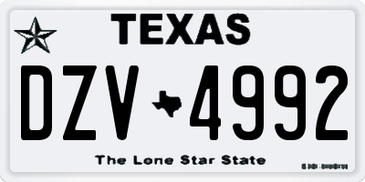 TX license plate DZV4992