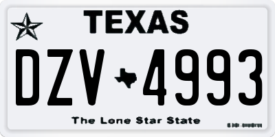 TX license plate DZV4993