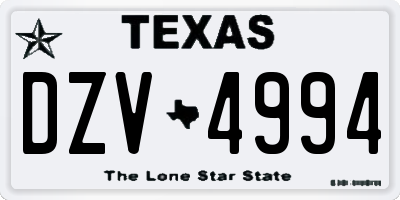 TX license plate DZV4994