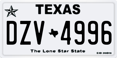 TX license plate DZV4996