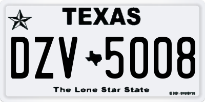 TX license plate DZV5008