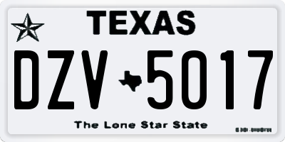TX license plate DZV5017