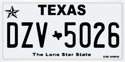 TX license plate DZV5026