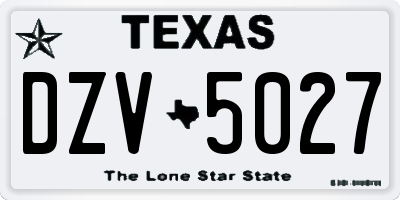 TX license plate DZV5027