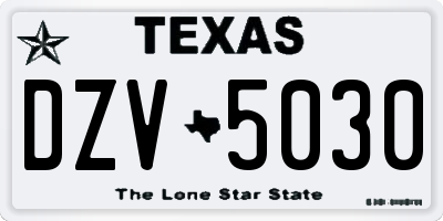 TX license plate DZV5030
