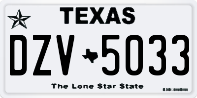 TX license plate DZV5033