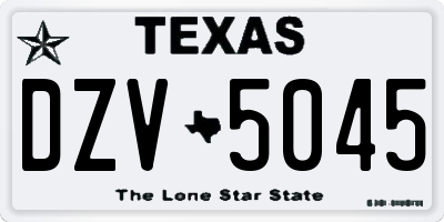 TX license plate DZV5045