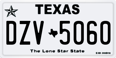 TX license plate DZV5060
