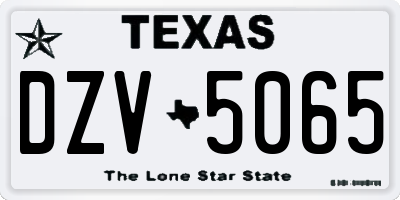 TX license plate DZV5065