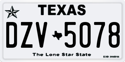TX license plate DZV5078