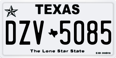 TX license plate DZV5085
