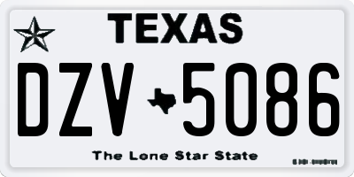 TX license plate DZV5086