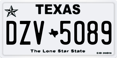 TX license plate DZV5089