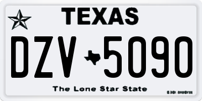 TX license plate DZV5090