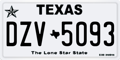 TX license plate DZV5093