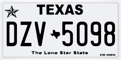 TX license plate DZV5098