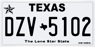 TX license plate DZV5102