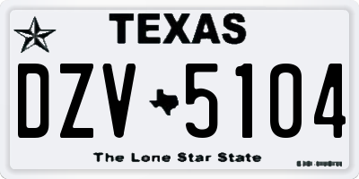TX license plate DZV5104