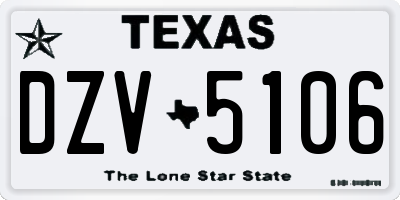 TX license plate DZV5106