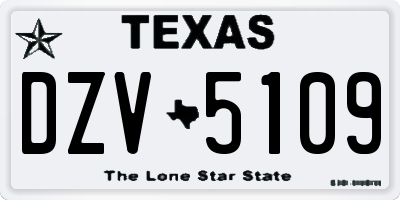 TX license plate DZV5109