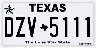 TX license plate DZV5111