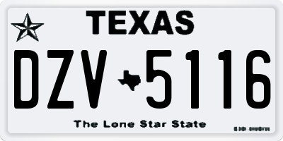 TX license plate DZV5116