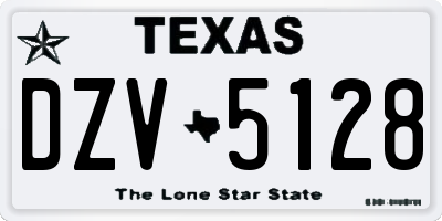 TX license plate DZV5128