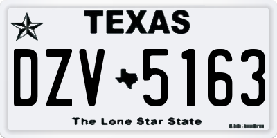 TX license plate DZV5163
