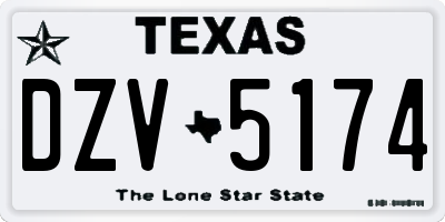 TX license plate DZV5174