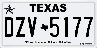 TX license plate DZV5177