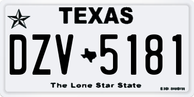 TX license plate DZV5181