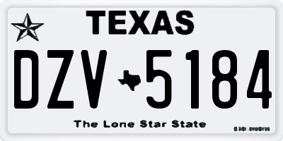 TX license plate DZV5184