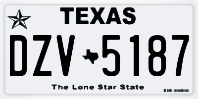 TX license plate DZV5187