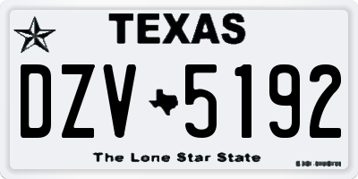 TX license plate DZV5192